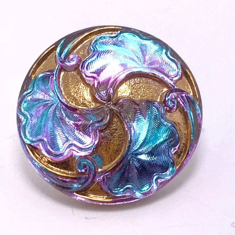 Turbine Motif Czech Button 28mm Violet Iris