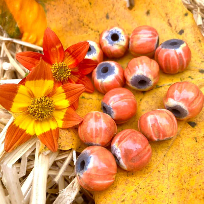 Round Ceramic Pumpkin Bead by Keith OConnor