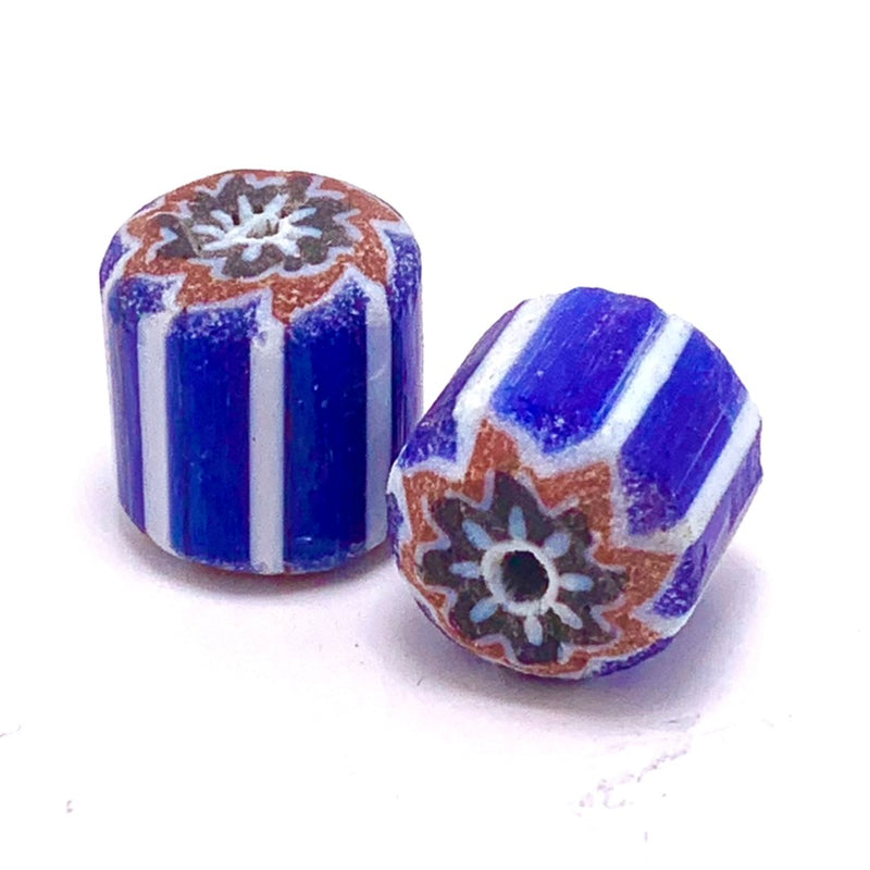 Chevron Glass Beads, Cobolt 17mm