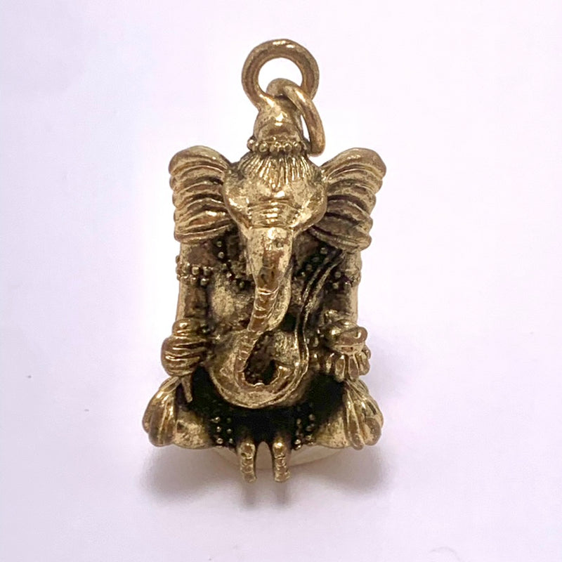 Seated Ganesh Charm, 20x32mm, Brass