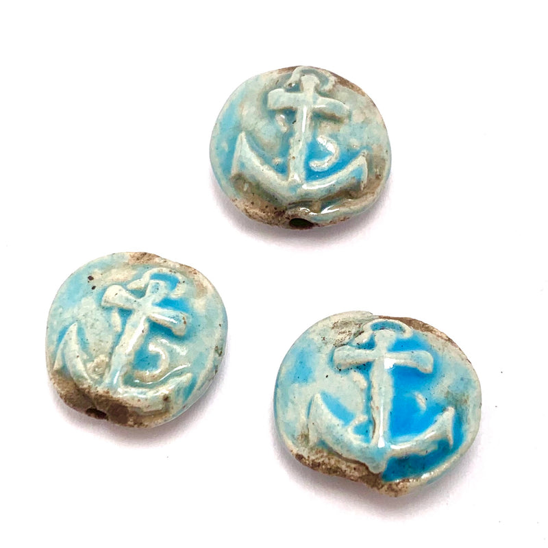 Anchor Ceramic Bead by Keith O'Connor, 18mm Baby Blue