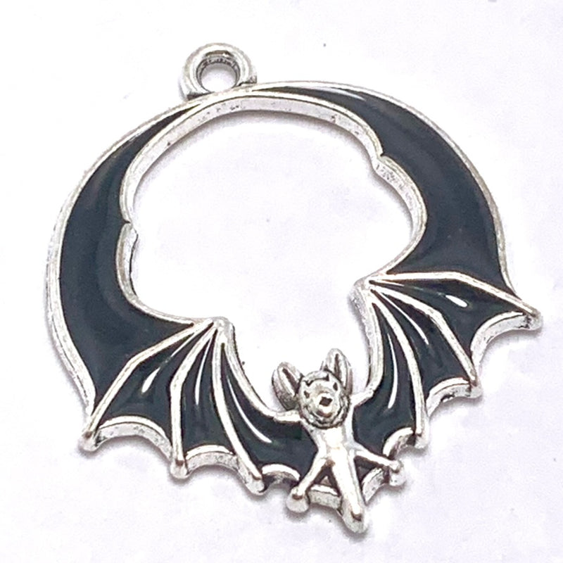 Flying Vampire Bat, Black Enameled 28mm