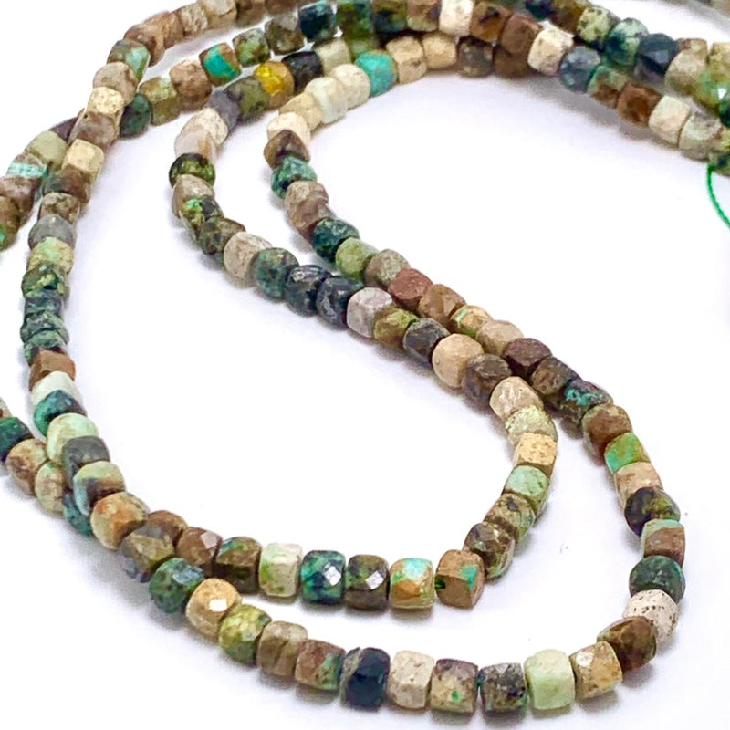 Amazonite 4mm Faceted Square Gemstone Strand $38