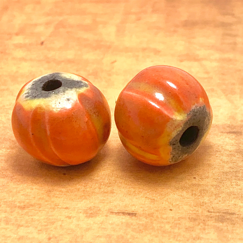 Round Ceramic Pumpkin Bead by Keith OConnor