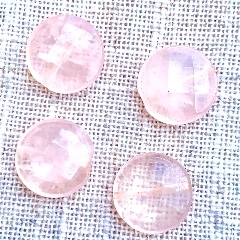 Rose Quartz  Faceted Gemstone Coin Bead, 14mm