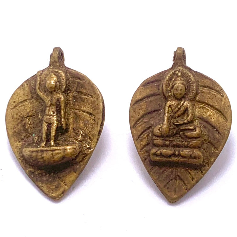 Two Sided Buddha Charm, 22x35mm, Brass