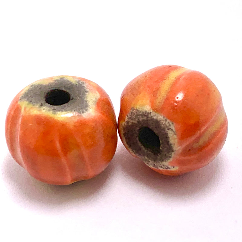 Round Ceramic Pumpkin Bead by Keith OConnor