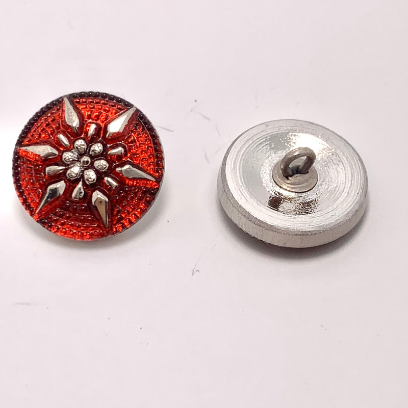 Star Czech Button  18mm Red