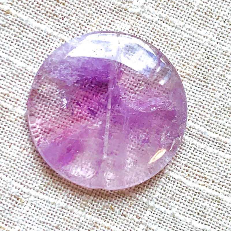 Amethyst Gemstone Large Coin Bead, 40mm