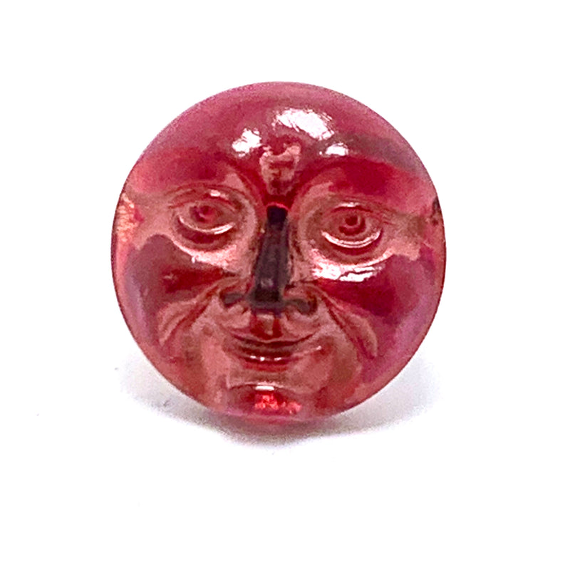 Moon Face Czech Button 18mm Red