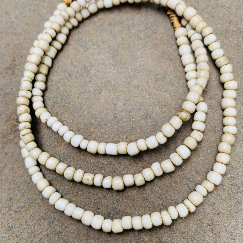 Seed Beads - 4mm Vintage White Glass Beads-Ghana - Tamara Scott Designs